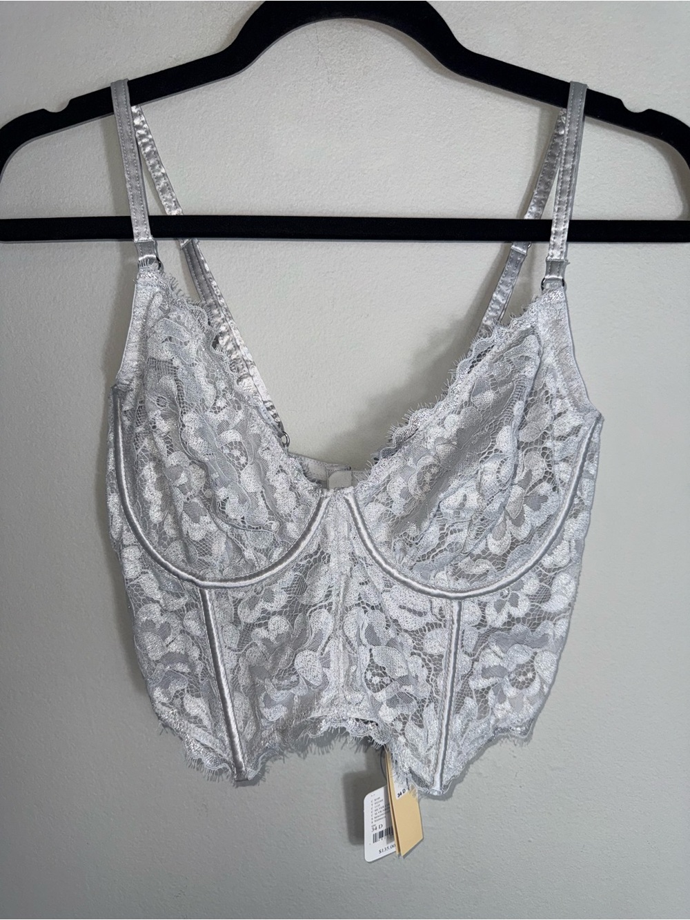 Cosabella Magnolia Longline Underwire Bra-Silver Lurex-Free People-Size 34D-NWT